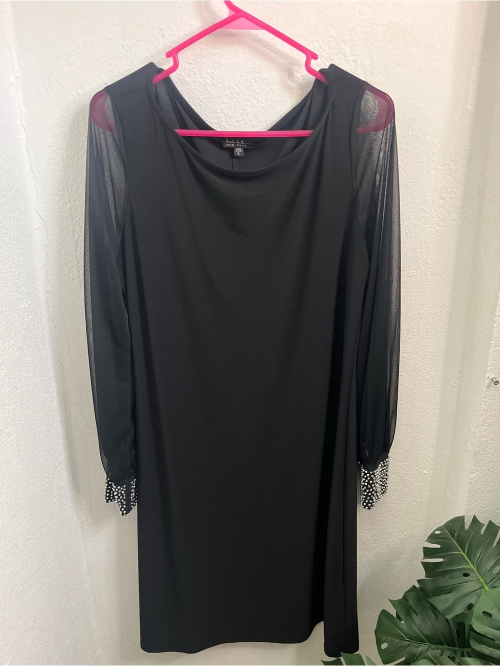 Black Mesh Sleeve Cocktail Dress - Unbranded